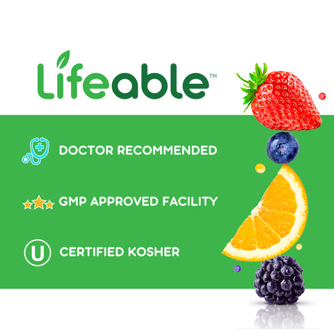 Lifeable Sugar Free Probiotics with Prebiotics Fiber for Kids 90 Gummies
