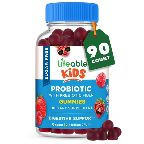 Lifeable Sugar Free Probiotics with Prebiotics Fiber for Kids 90 Gummies
