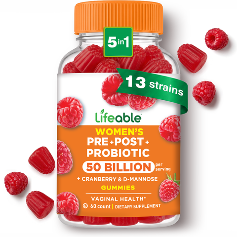 Pre Post Probiotic Gummies for Women, 50 Billion 13 Strains, 60ct
