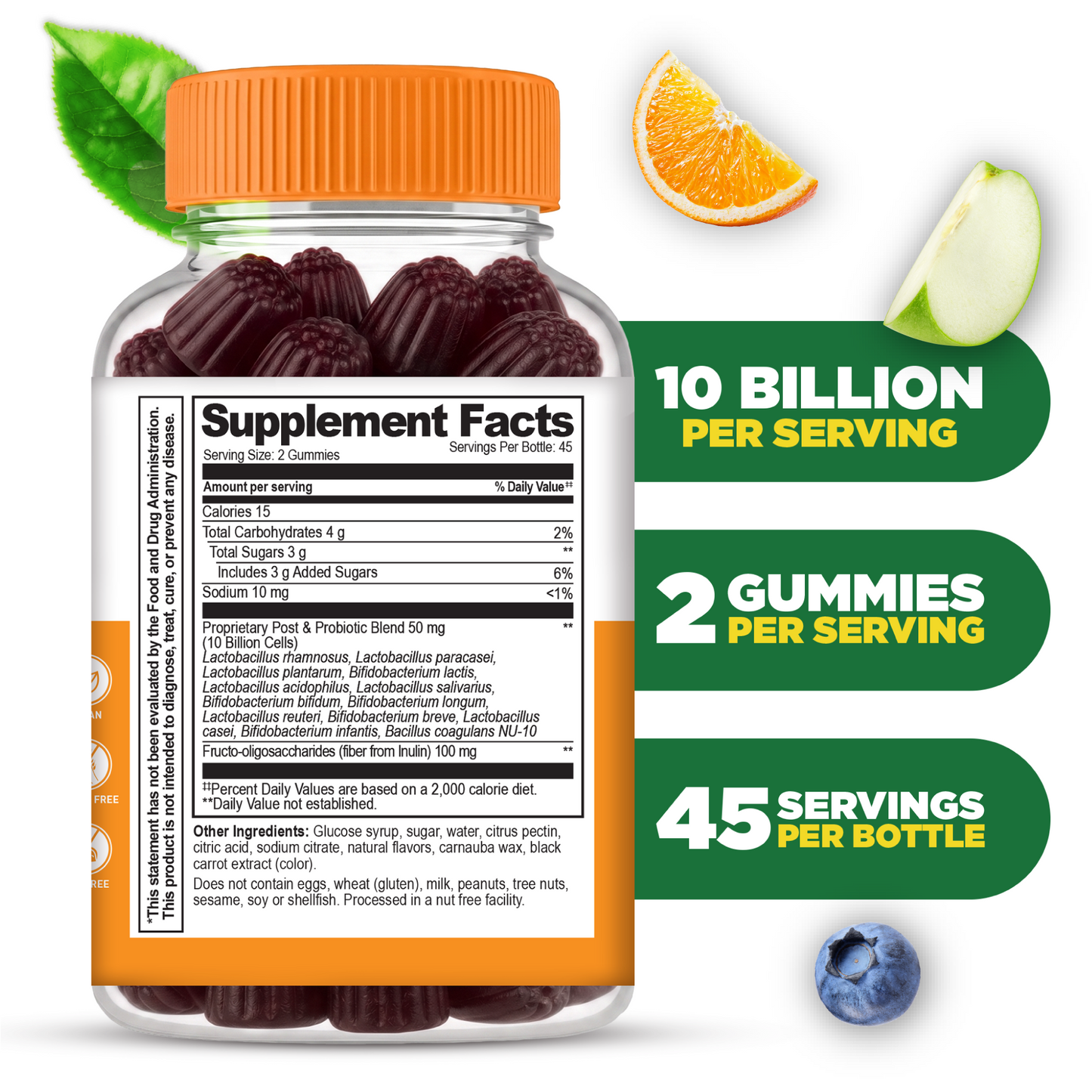Pre Post Probiotic Gummies for Men, 10 Billion 13 Strains, 90ct