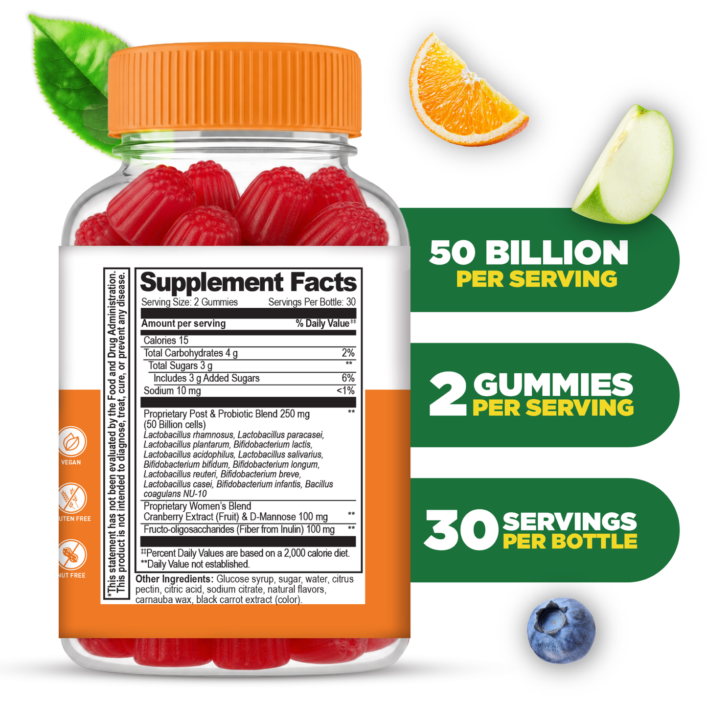Pre Post Probiotic Gummies for Women, 50 Billion 13 Strains, 60ct
