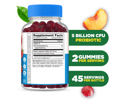 Lifeable Sugar Free Probiotics with Prebiotics Fiber Gummies for Adults, Man, Women – 90 Gummies