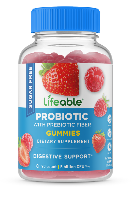 Lifeable Sugar Free Probiotics with Prebiotics Fiber for Kids 90 Gummies