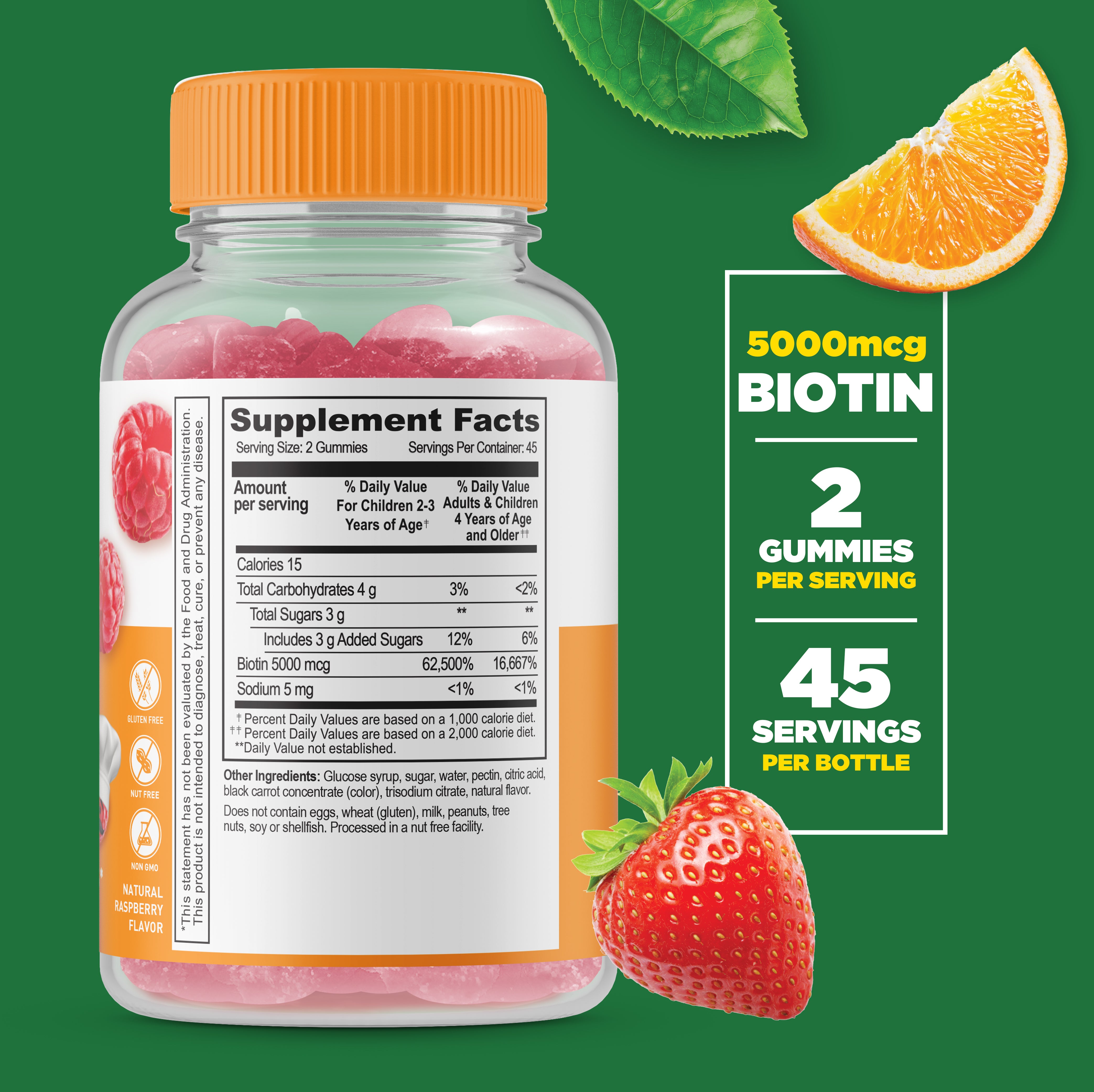 Biotin Gummies for Kids Raspberry Flavor Lifeable